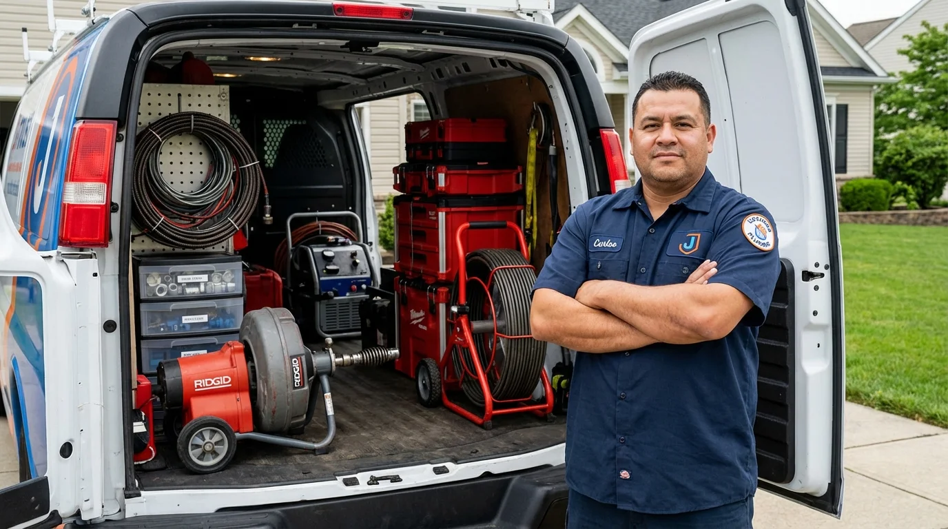Professional drain cleaning equipment and Johns Plumbing LLC plumber in Eminence