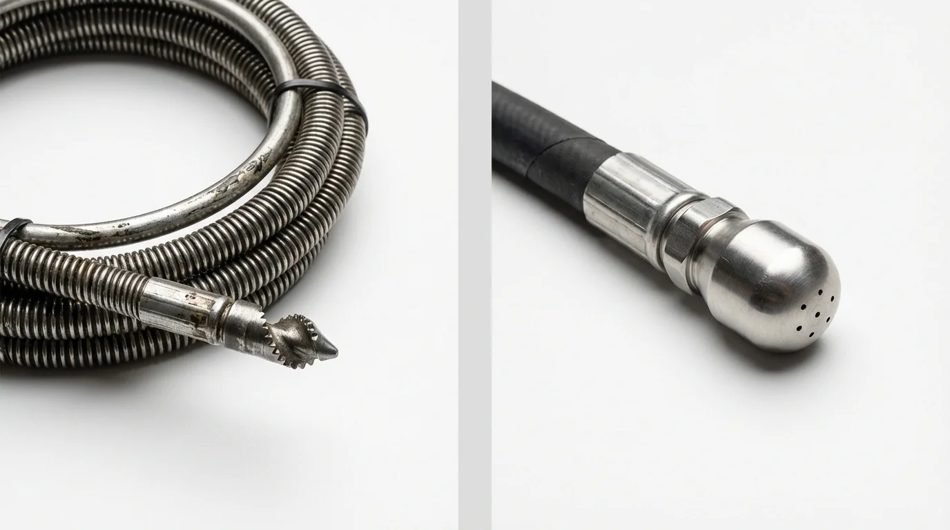 Drain snake cable and hydro jetting nozzle used for drain cleaning in Eminence, KY