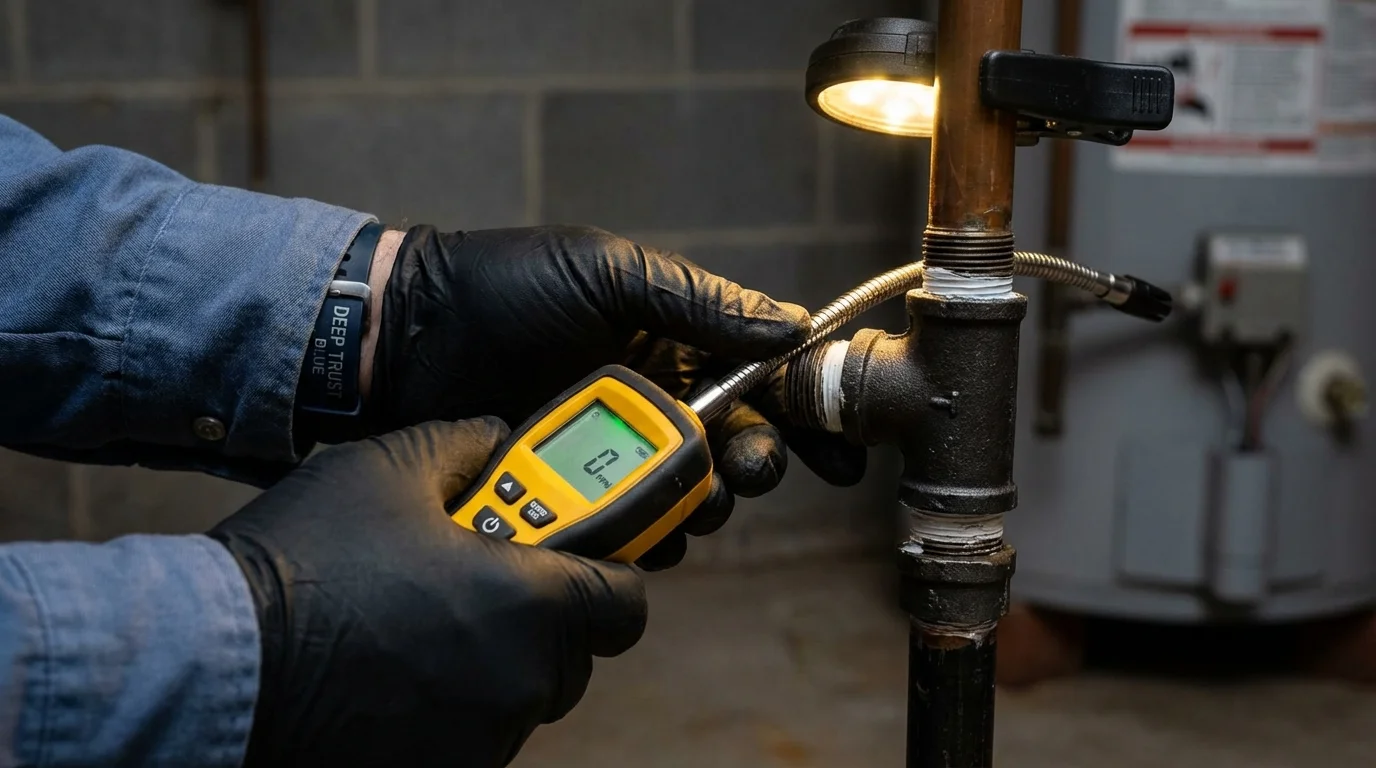 Gas leak detection with electronic sniffer by Johns Plumbing LLC in Eminence