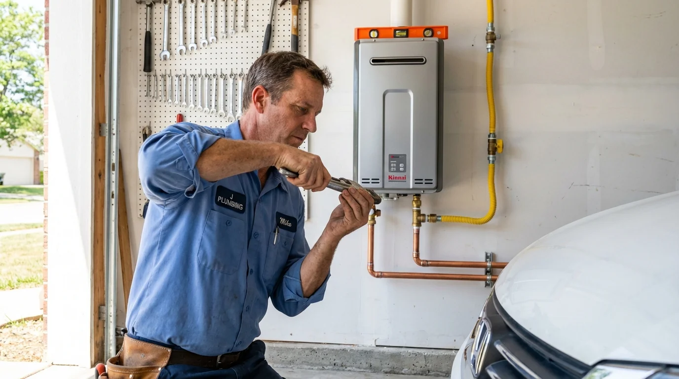 Tankless water heater installation by a Johns Plumbing LLC plumber in Eminence